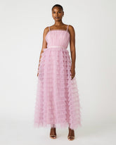 TIERED TULLE GOWN DAWN PINK