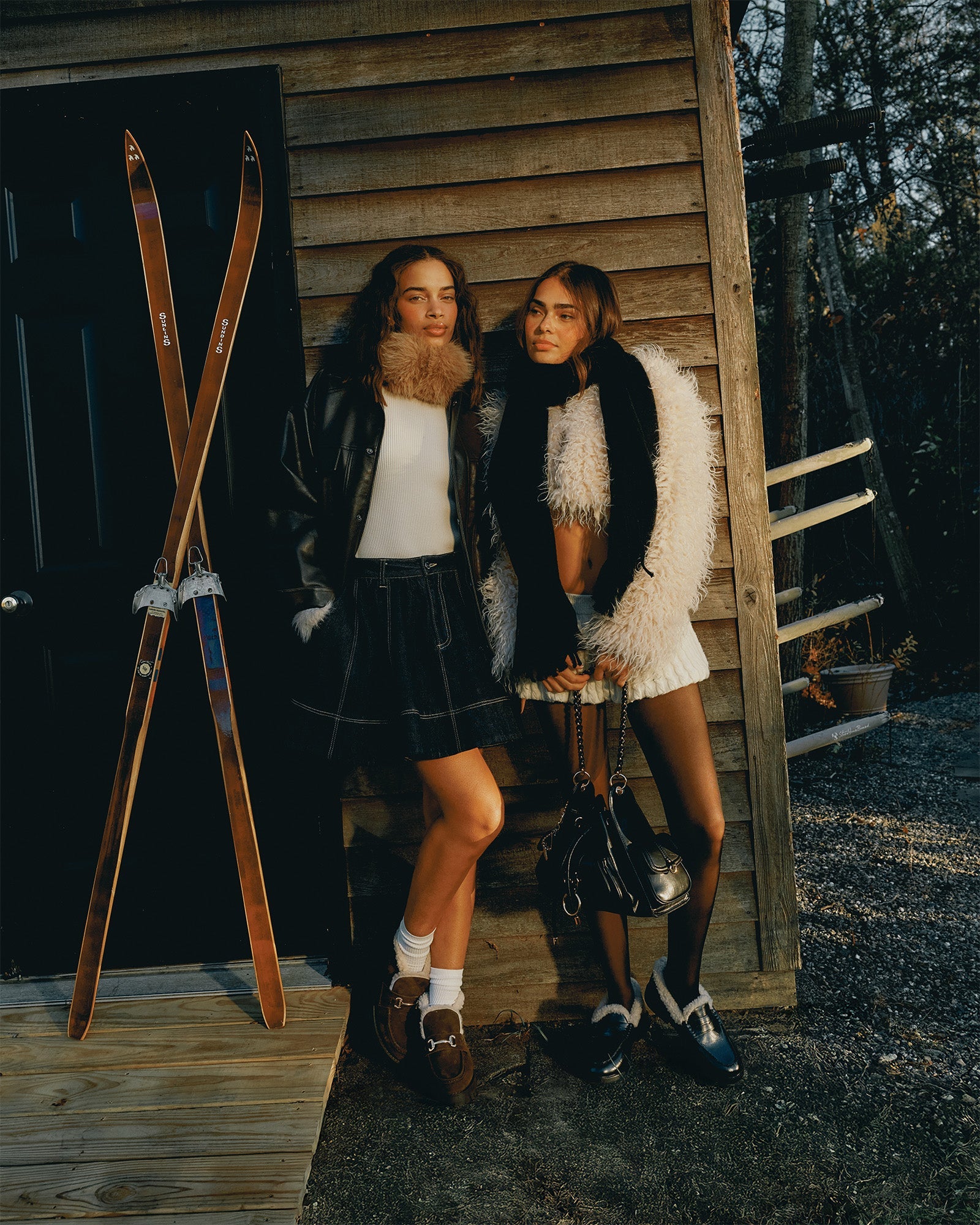 MADISON FAUX FUR BLACK LEATHER