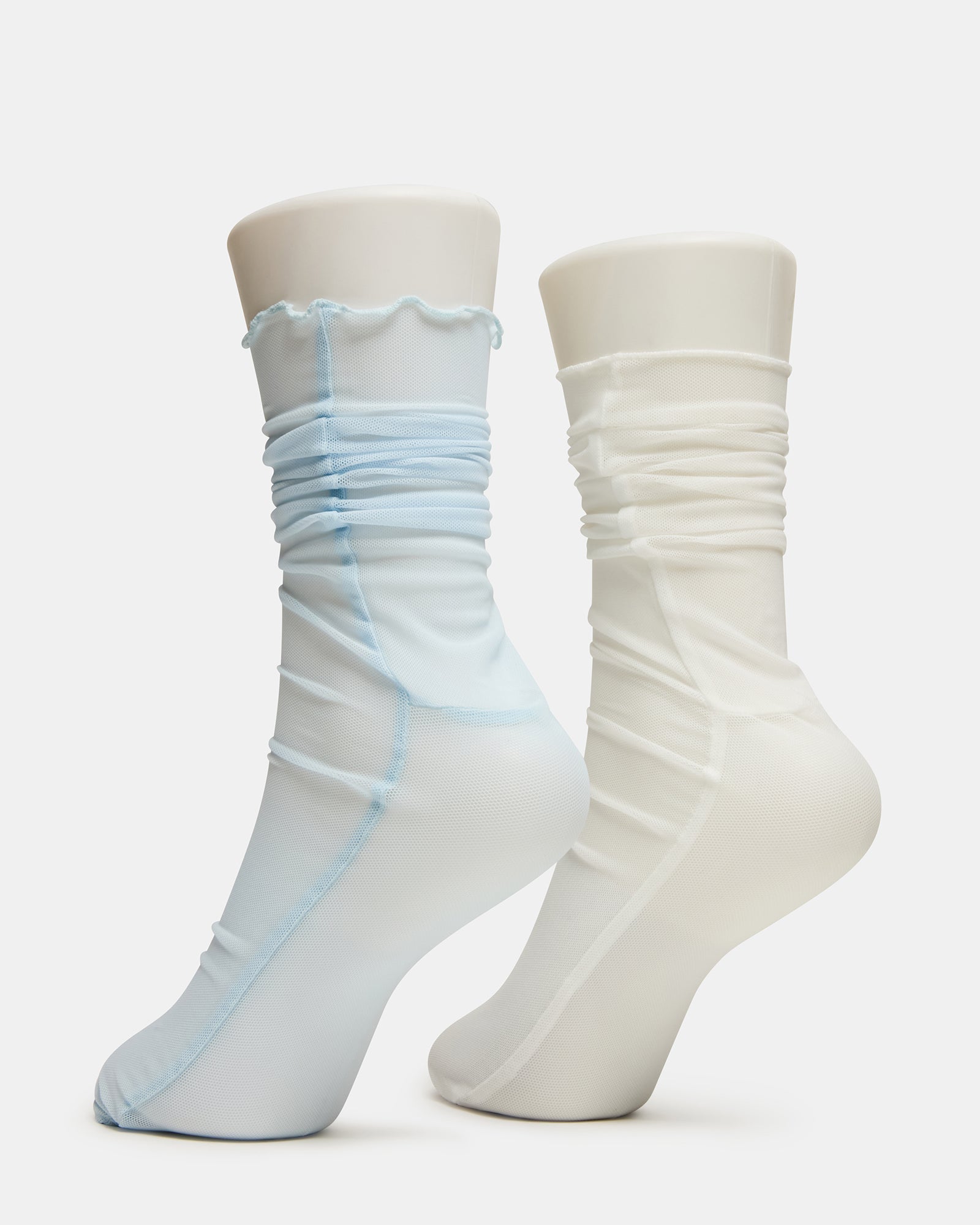 2 PACK SOFIA SOLID MESH CREW SOCKS LIGHT BLUE